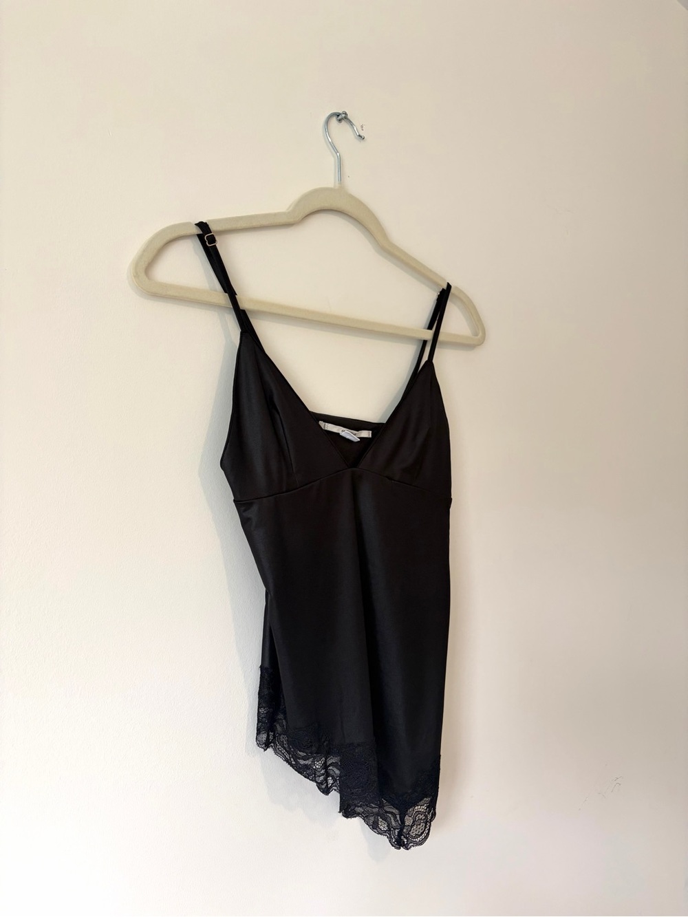 Kimchi Blue Black Lace-Trim Satin Tank - Picture 6 of 9